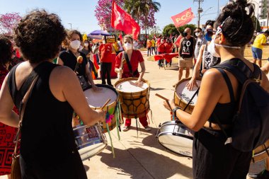 Fotoğraf, Başkan Jair Bolsonaro 'ya karşı düzenlenen bir protesto sırasında çekildi. 24J - Brezilya genelinde protestolar günü.