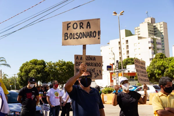 ジェール ボルソナーロ大統領に抗議して撮影された写真 24J ブラジル全土での抗議の日 — ストック写真