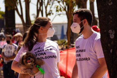  Fotoğraf, Başkan Jair Bolsonaro 'ya karşı düzenlenen bir protesto sırasında çekildi. 24J - Brezilya genelinde protestolar günü.
