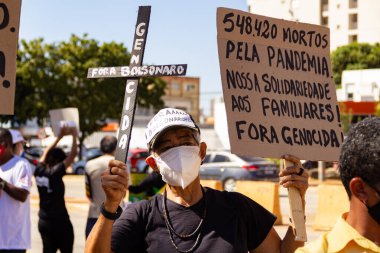  Fotoğraf, Başkan Jair Bolsonaro 'ya karşı düzenlenen bir protesto sırasında çekildi. 24J - Brezilya genelinde protestolar günü.