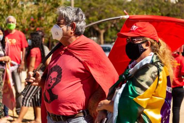  Fotoğraf, Başkan Jair Bolsonaro 'ya karşı düzenlenen bir protesto sırasında çekildi. 24J - Brezilya genelinde protestolar günü.