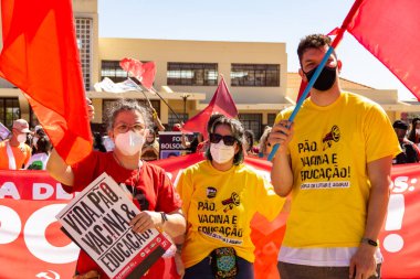  Fotoğraf, Başkan Jair Bolsonaro 'ya karşı düzenlenen bir protesto sırasında çekildi. 24J - Brezilya genelinde protestolar günü.