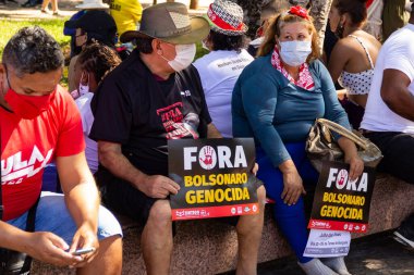 Fotoğraf, Başkan Jair Bolsonaro 'ya karşı düzenlenen bir protesto sırasında çekildi. 24J - Brezilya genelinde protestolar günü.