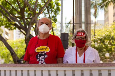 Fotoğraf, Başkan Jair Bolsonaro 'ya karşı düzenlenen bir protesto sırasında çekildi. 24J - Brezilya genelinde protestolar günü.