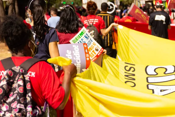 Foto Tomada Durante Una Protesta Contra Presidente Jair Bolsonaro 24J — Foto de Stock