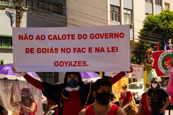 Fotografie Pořízená Během Protestu Proti Prezidentu Jairovi Bolsonarovi 24J Den — Stock fotografie