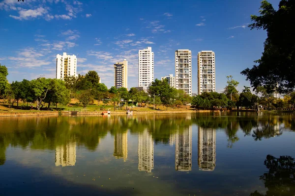 Detalle Del Parque Del Lago Rosas Ciudad Goinia Parque Zoológico —  Fotos de Stock