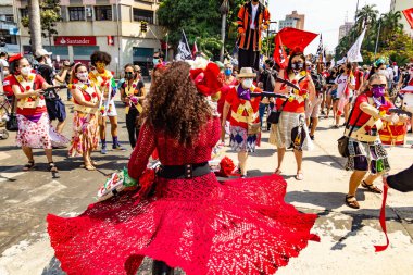 Fotoğraf, Brezilya Cumhurbaşkanı Jair Bolsonaro 'ya karşı düzenlenen bir protesto sırasında çekildi. Protesto sırasında 