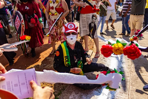 Фотографія Зроблена Під Час Протесту Проти Президента Бразилії Джейра Болсонаро — стокове фото