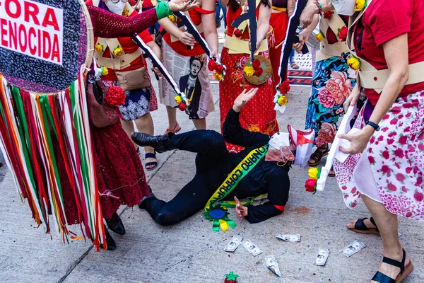 Foto Tomada Durante Una Protesta Contra Presidente Brasil Jair Bolsonaro —  Fotos de Stock