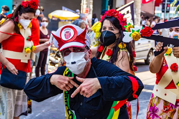 Foto Tirada Durante Protesto Contra Presidente Brasil Jair Bolsonaro Performance — Fotografia de Stock