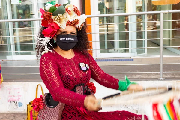 Photo Taken Protest President Brazil Jair Bolsonaro Performance Group Protest — Stock Photo, Image