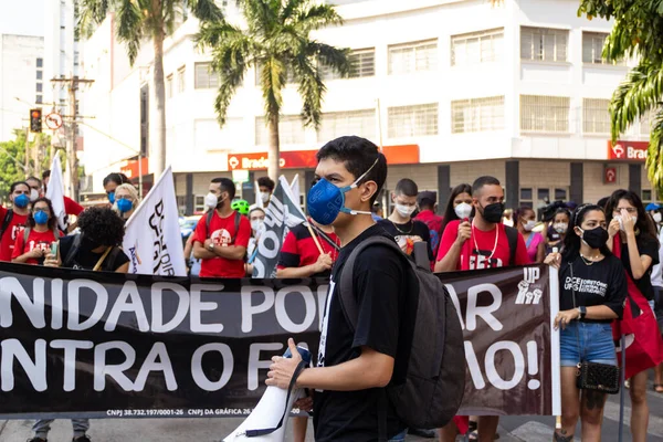 ブラジル大統領への抗議の間に撮影された写真 Jair Bolsonaro — ストック写真