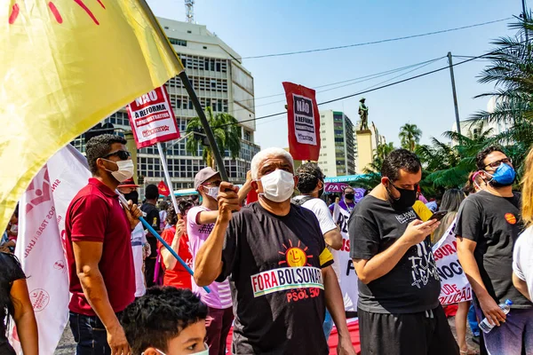 ブラジル大統領への抗議の間に撮影された写真 Jair Bolsonaro — ストック写真