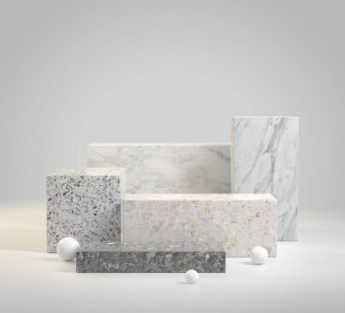 Mockup Modern Boş Adım Mermer Podyum Koleksiyon Özeti Özet Arkaplan 3d Hazırlama
