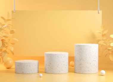 Arkaplan Arkaplanı ile Modern Adım Görüntüsü ve Sarı Soyut Arkaplan 3d Görüntüleme