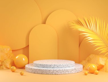 Modern Yellow Mockup Adım Podyumu Soyut Arkaplan 3d Yapılandırması