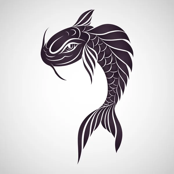 Tatuaje de peces Koi — Vector de stock