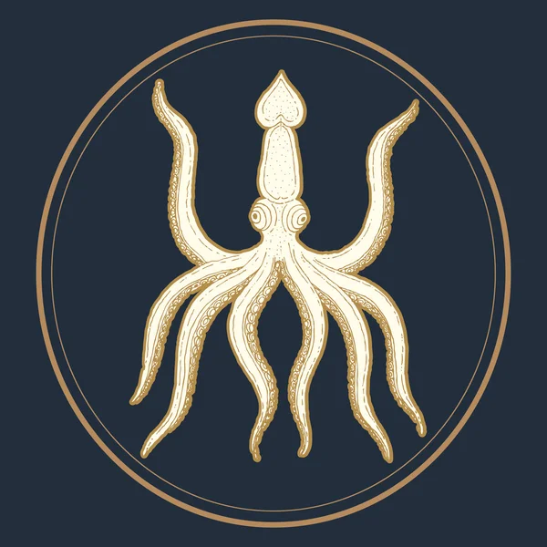 Ilustración dibujada a mano vector de pulpo — Vector de stock