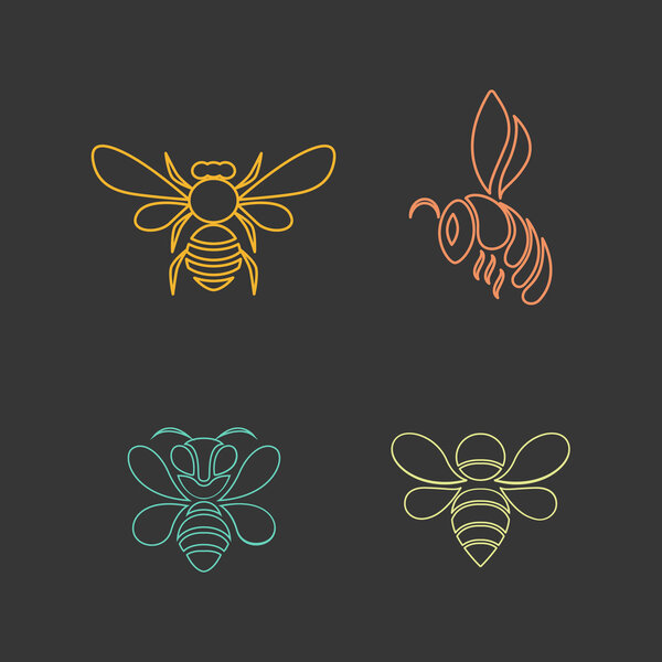 Bee logo vector design icon set