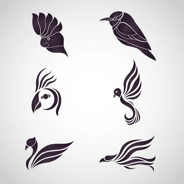 Ensemble vectoriel icône logo oiseau — Image vectorielle