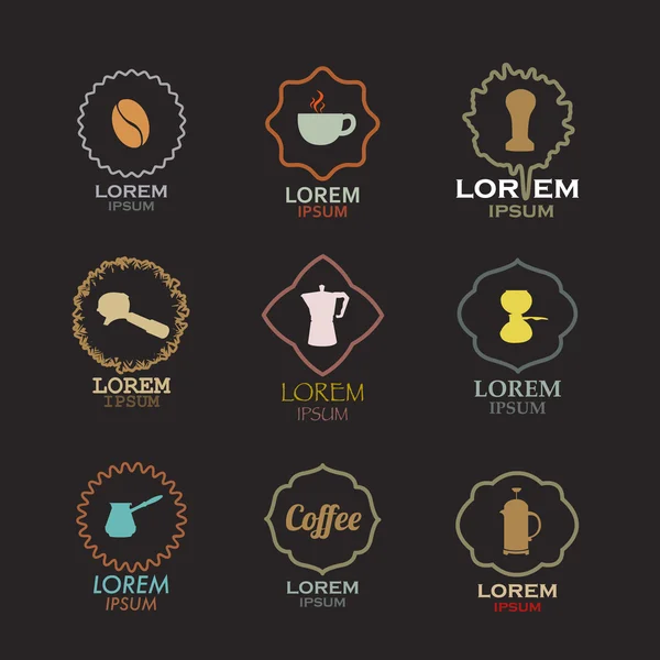 Koffie, logo ontwerp, pictogrammenset vector — Stockvector