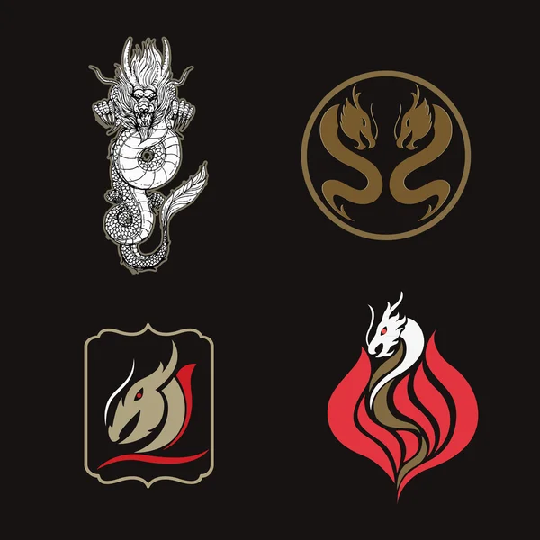 Dragón logo conjunto — Archivo Imágenes Vectoriales