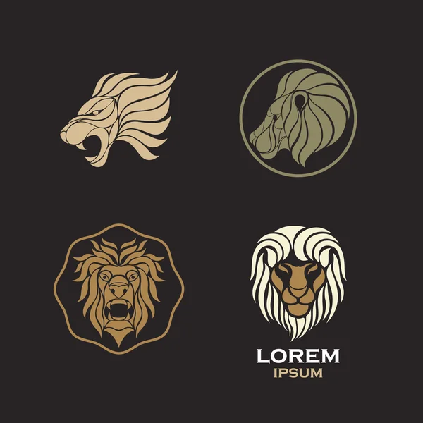 León logo diseño icono vector conjunto — Archivo Imágenes Vectoriales