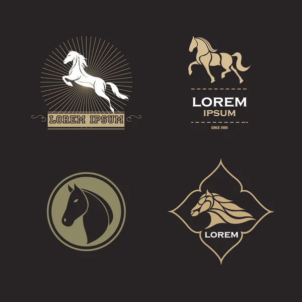Conjunto logo caballo — Archivo Imágenes Vectoriales