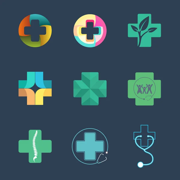 Conjunto de logotipo médico —  Vetores de Stock