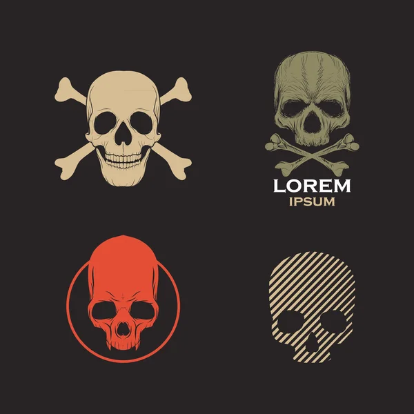 Totenkopf Logo Design Icon Vektor Set — Stockvektor