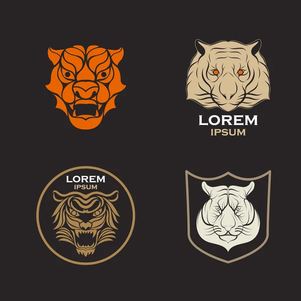Tigre logo diseño icono vector conjunto — Archivo Imágenes Vectoriales