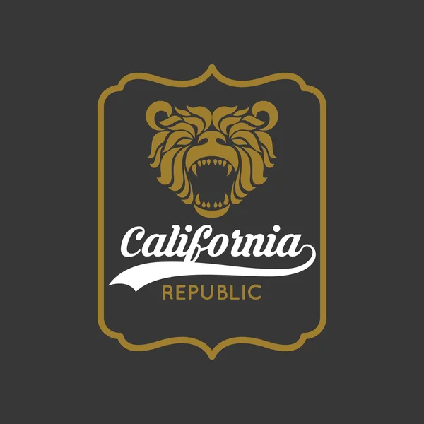 Vintage Californië Republiek Beer met sunbursts, t-shirt afdrukken g — Stockvector