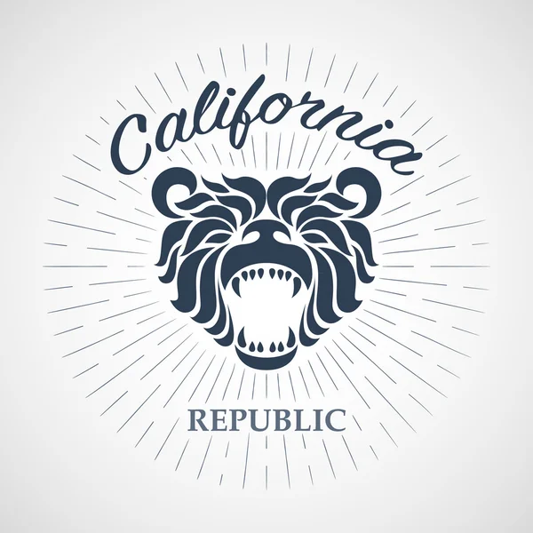 Vintage California Republic oso con rayos de sol, camiseta print g — Vector de stock
