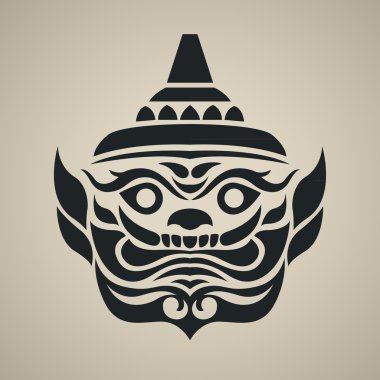 Vector face of giant thailand, Vintage traditional Thai style clipart
