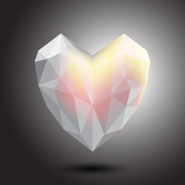 Icône abstraite de cristal de coeur vecteur, logo pour votre entreprise . — Image vectorielle