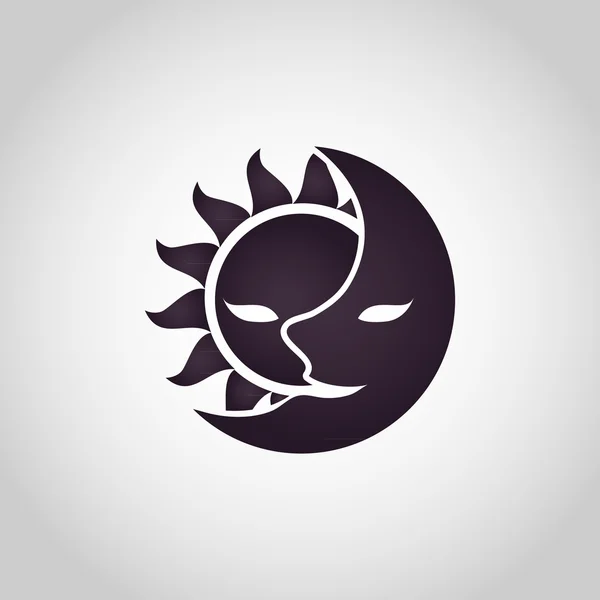 Solen och månen logotyp. Abstrakt vektor illustration Vektorgrafik