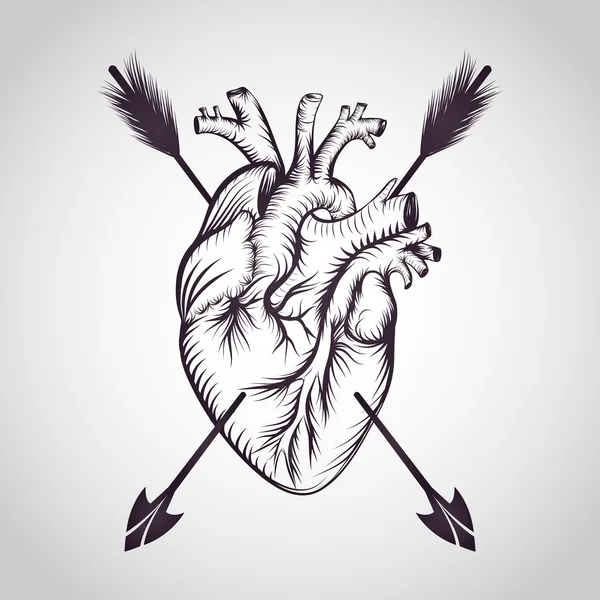 Vettore del logo del tatuaggio del cuore — Vettoriale Stock