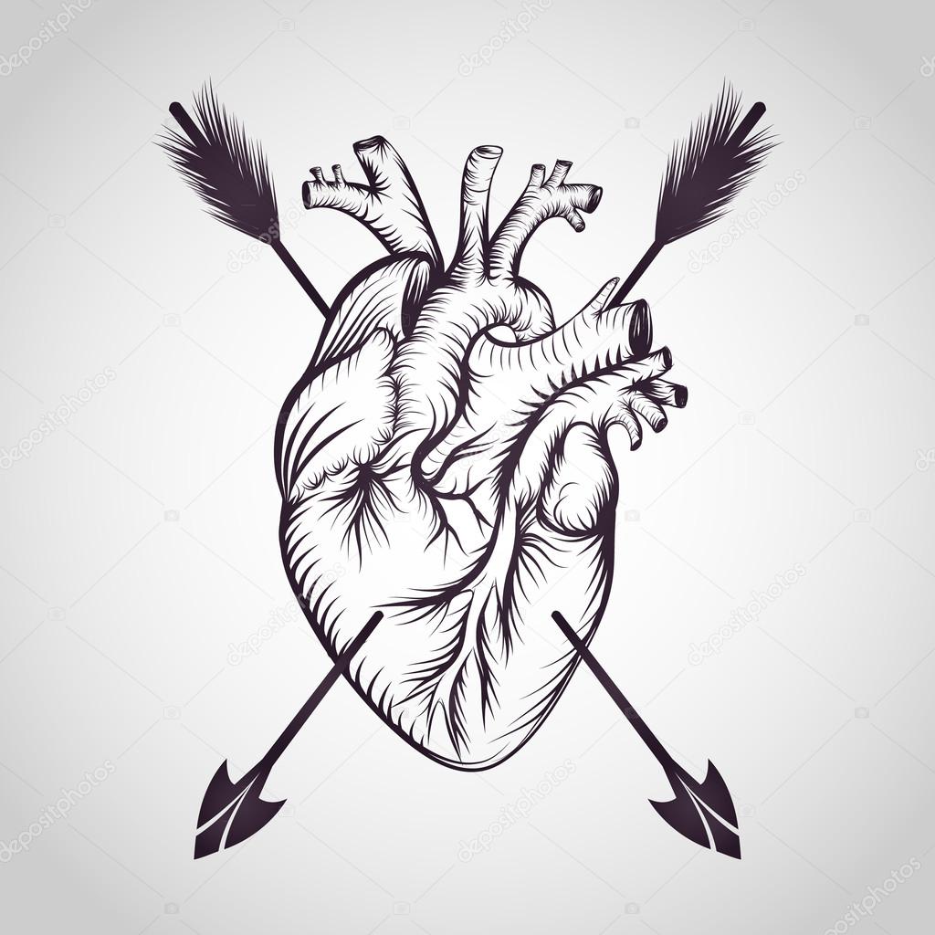 Heart tattoo logo vector