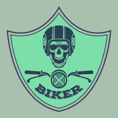 Vintage motorcu kafatası