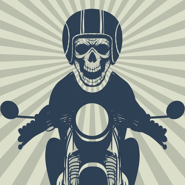 Cráneo de motociclista Vintage — Vector de stock