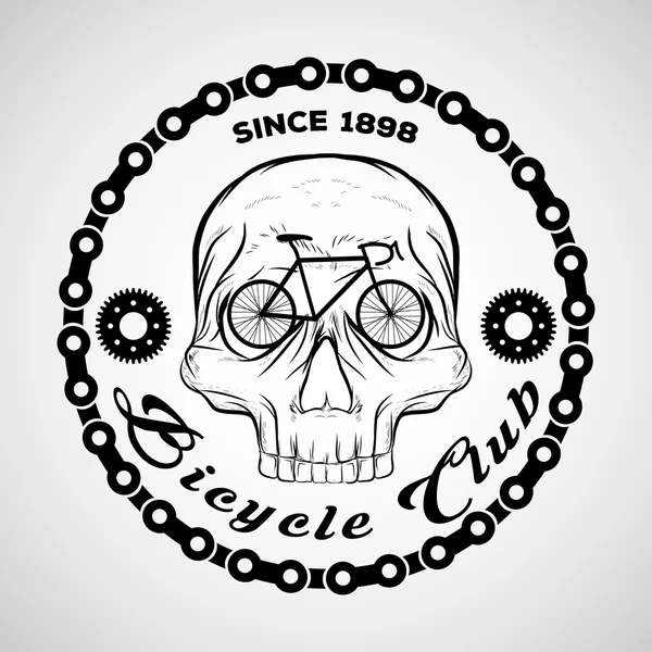 Teschio logo, logo Bicycle Club — Vettoriale Stock