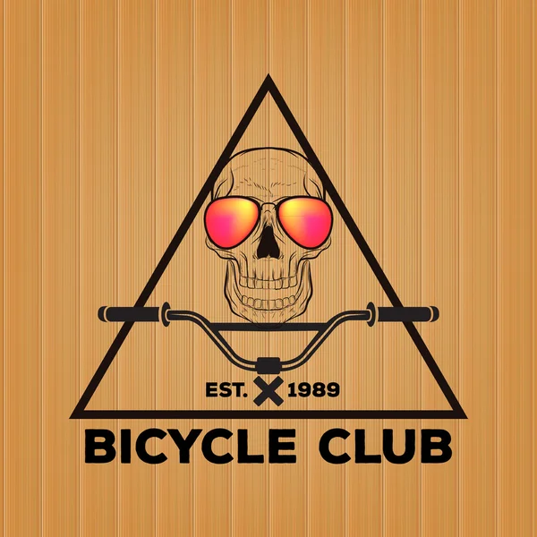 頭蓋骨とヴィンテージ自転車のロゴ — ストックベクタ