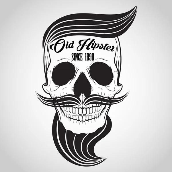 Hipster logo Skull — Vector de stock