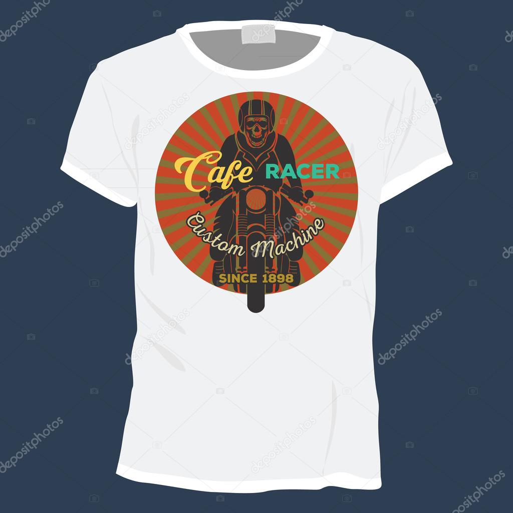 Graphic T- shirt design - Cafe Racer vector emblem - badge - t-s