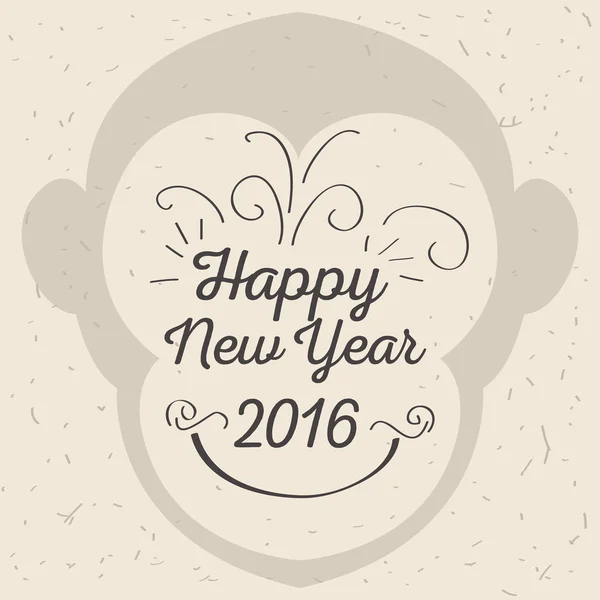 Logotipo mono lindo en forma de círculo, Año Nuevo 2016, vector i — Archivo Imágenes Vectoriales