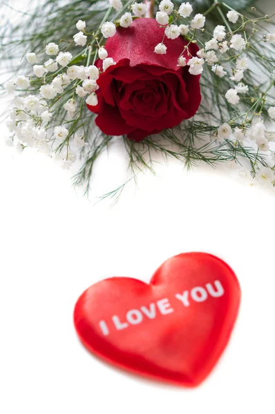 Roses bouquet  with heart — Stock Photo, Image