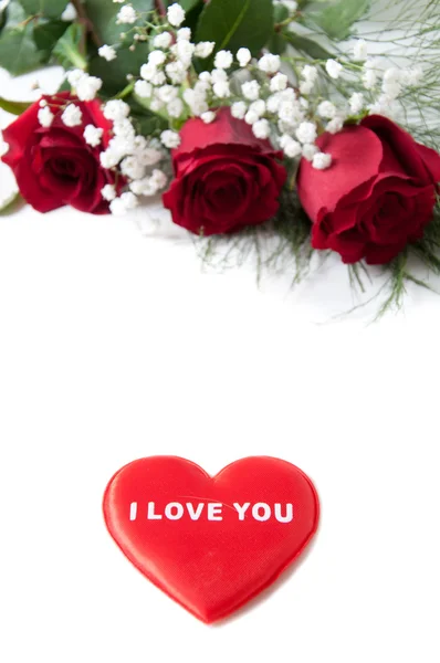 Roses bouquet with heart — Stock Photo, Image