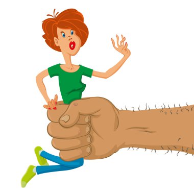 korkmuş kadın elini tutar