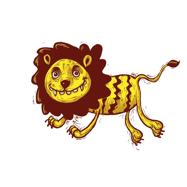 Salto dos desenhos animados do leão — Vetor de Stock